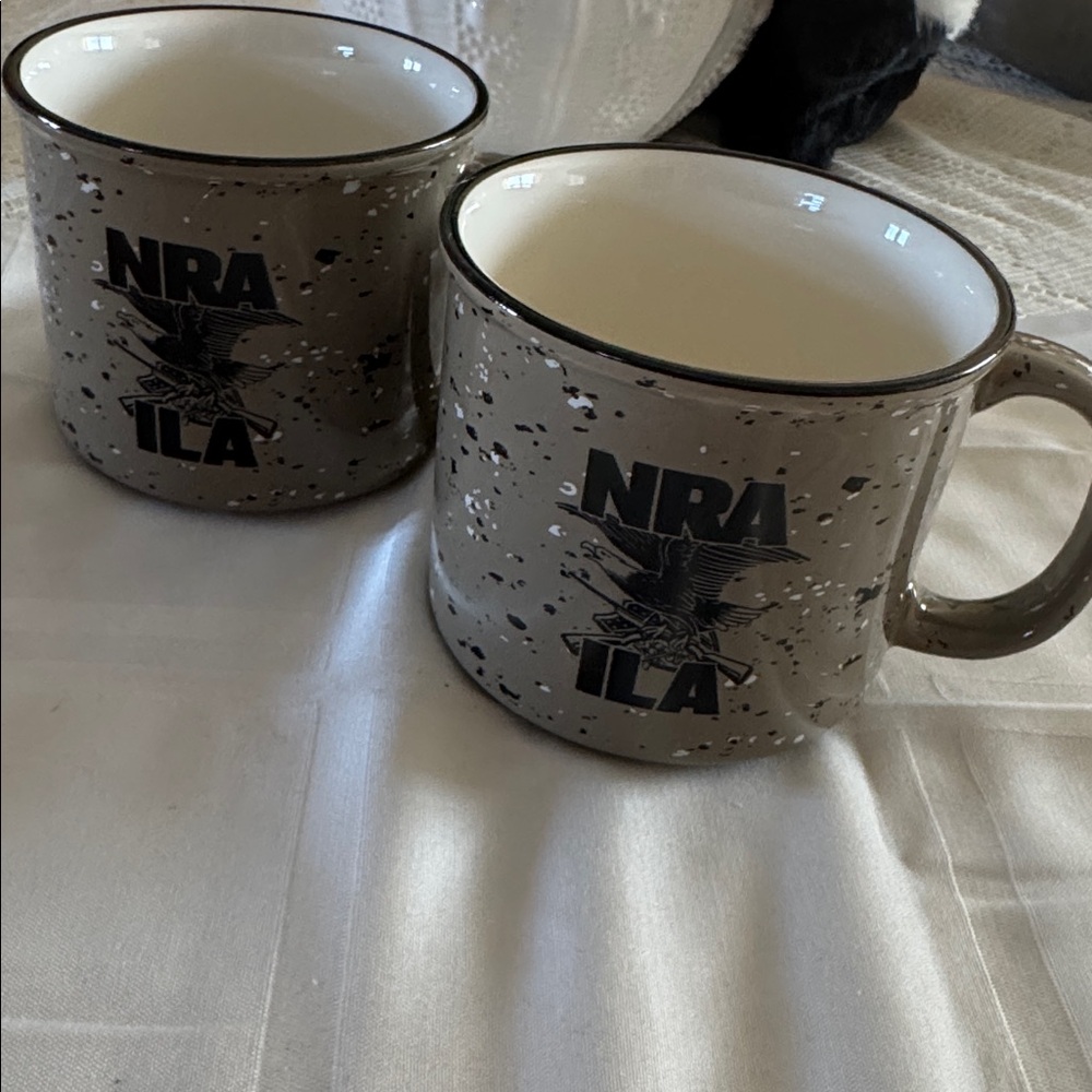 NRA ILA Mug 16 oz Brown Speckled Ceramic Mugs - National Rifle Association 2 NEW